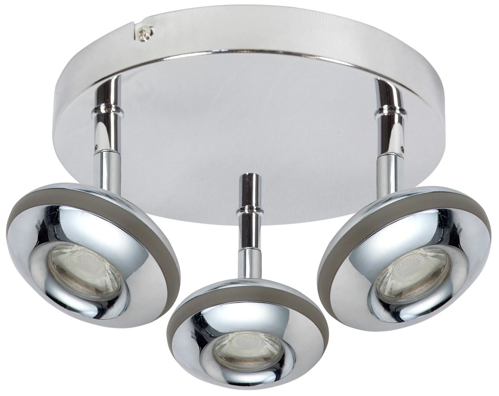 CLX Stropné LED bodové osvetlenie TERUEL, 3x6W, teplá biela, chrómované, okrúhle