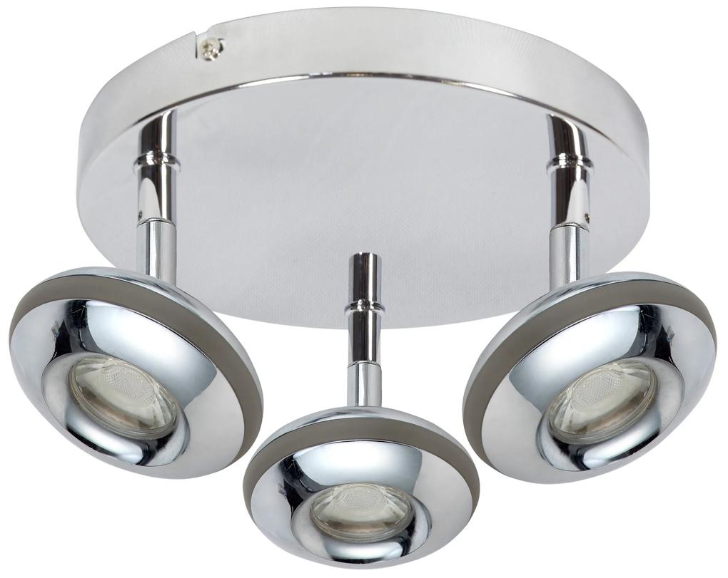 CLX Stropné LED bodové osvetlenie TERUEL, 3x6W, teplá biela, chrómované, okrúhle