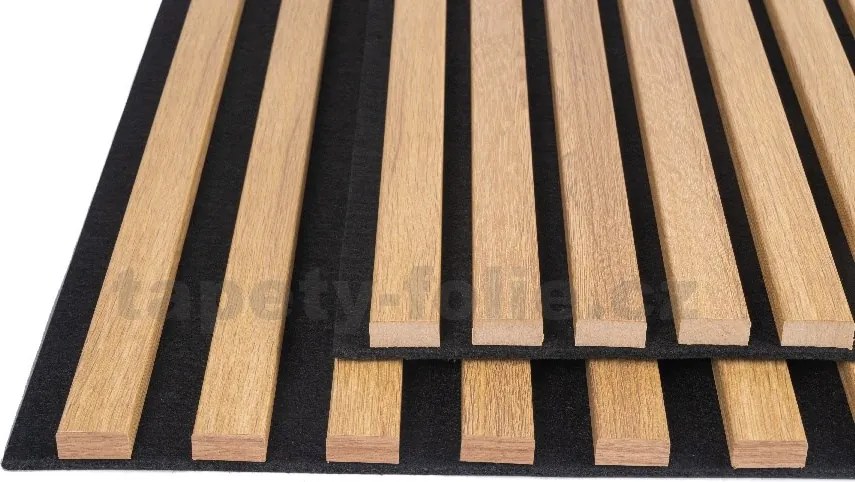 Akustické dekoračné panely dub svetlý 3D lamely na filcovom podklade 270 x 40 cm