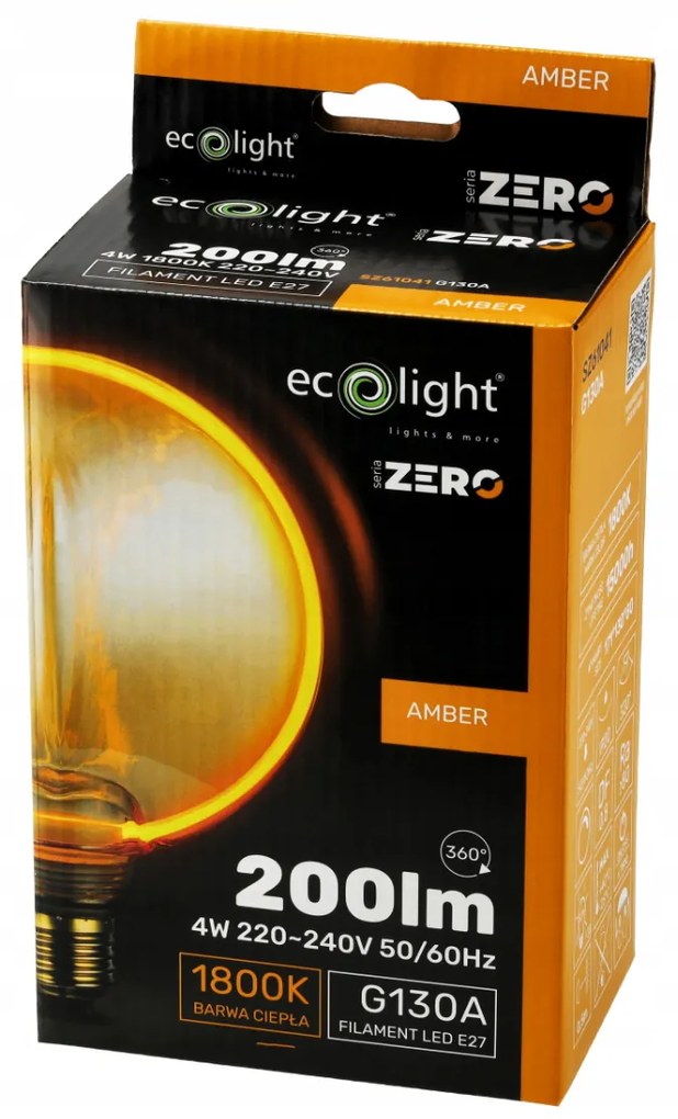 ECOLIGHT Dekoratívna LED žiarovka E27 4W 200lm G130 Amber Retro - rada ZERO