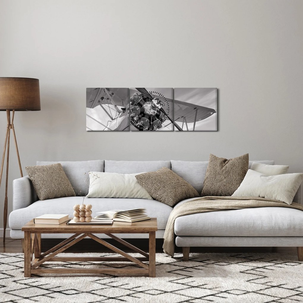 Obraz - Lietadlo (s hodinami) (90x30 cm)