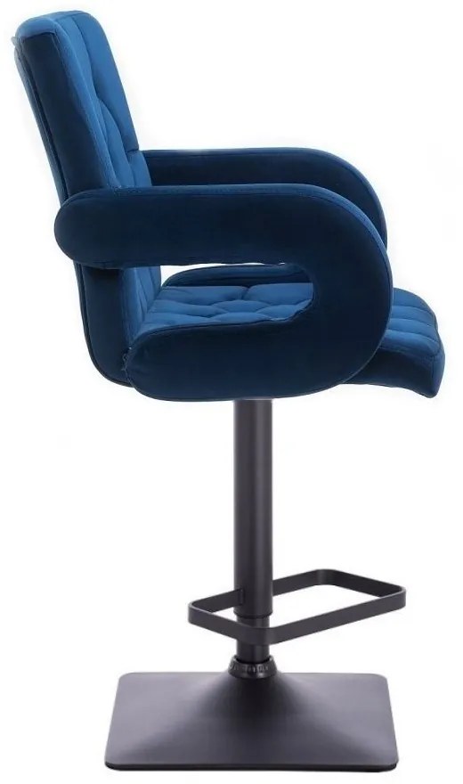 LuxuryForm Barová stolička BOSTON VELUR na čierne podstave - modrá