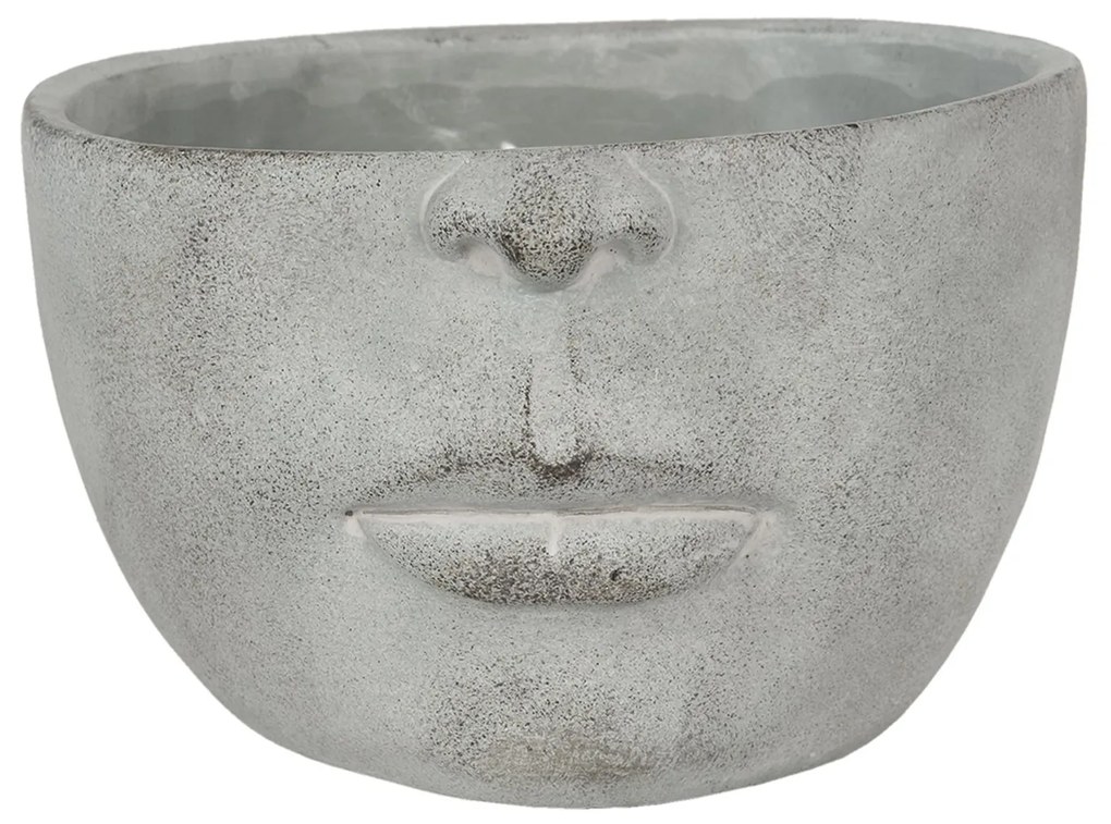 Šedý květáč hlava s ústy - 24 * 23 * 15 cm