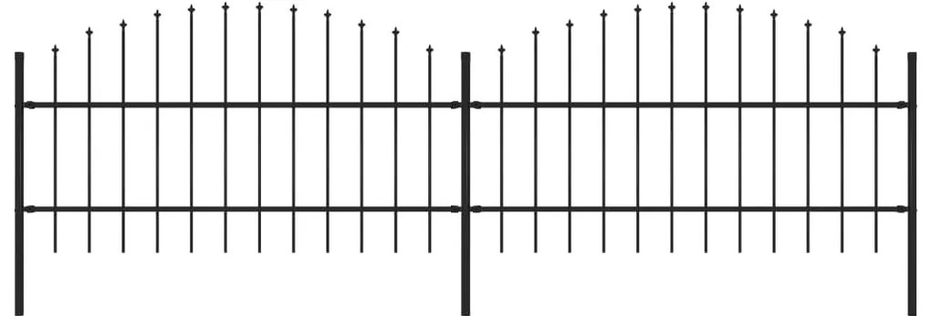 vidaXL Záhradný plot s hrotmi, oceľ (0,75-1)x3,4 m, čierny