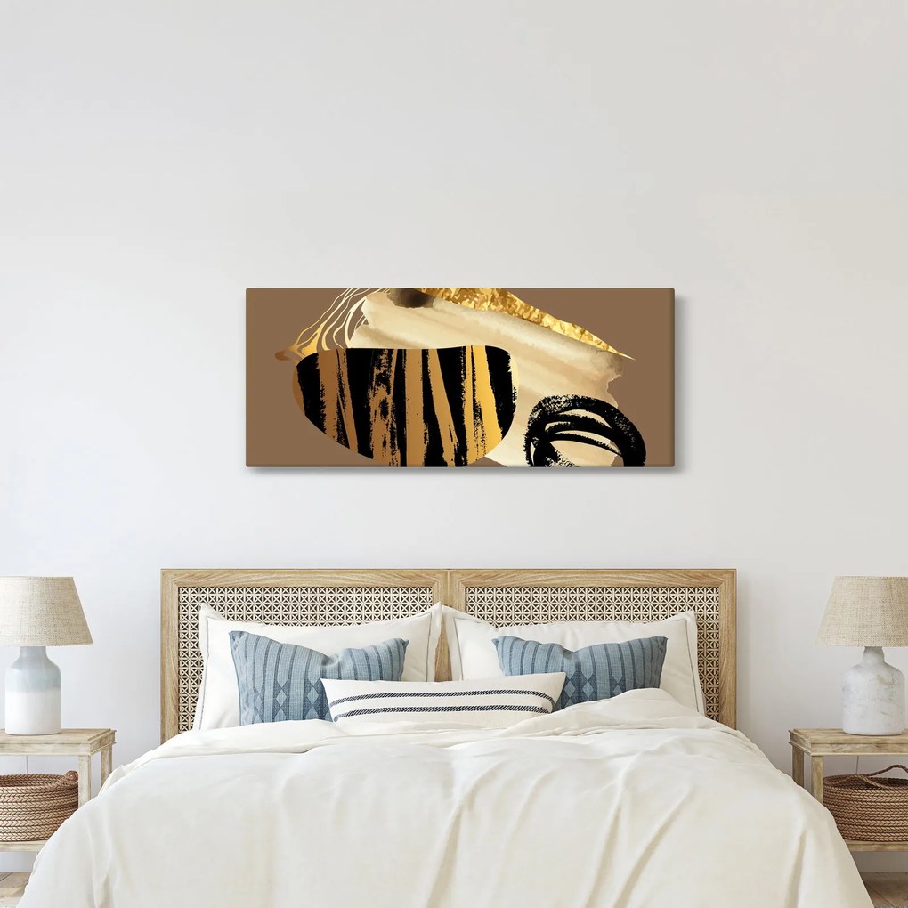 Obraz - Abstrakcia golden brown N⁰2 (120x50 cm)