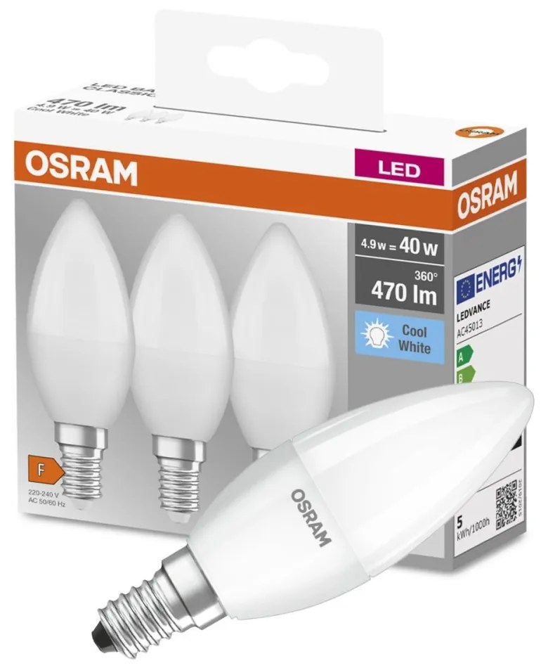 3PAK LED žiarovka E14 B35 5W = 40W 470lm 4000K Neutrálna OSRAM