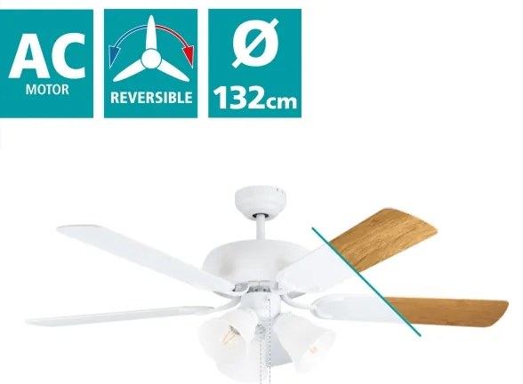Eglo 35076 - Stropný ventilátor LAS PALMAS 3xE27/40W/230V biela