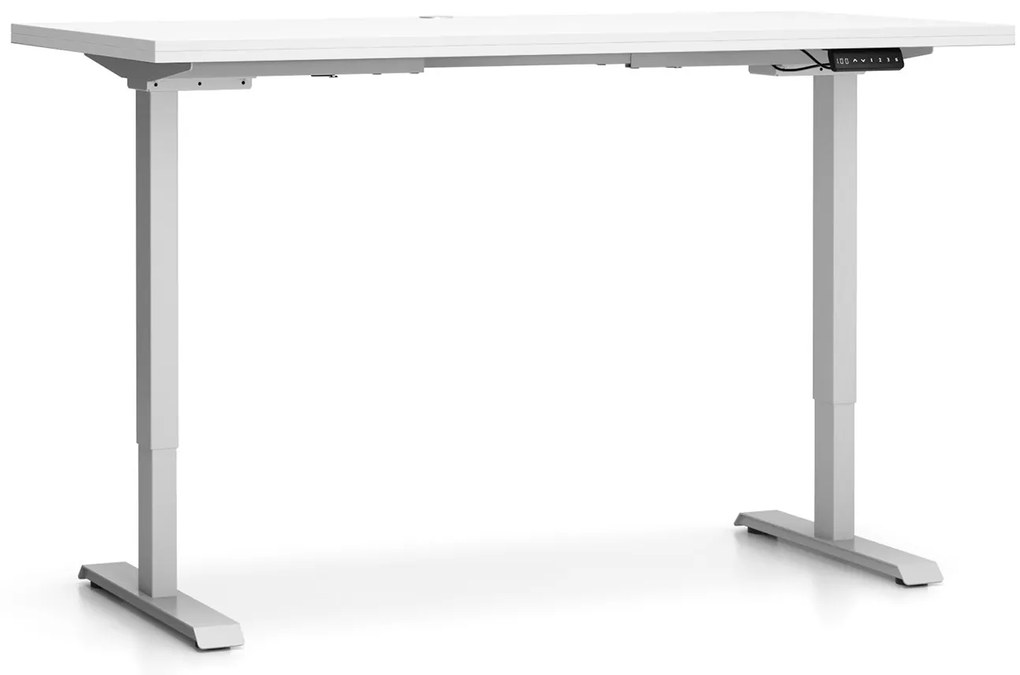 Výškovo nastaviteľný stôl SINGLE LAYERS, 160x80 cm, 2 motory, biela