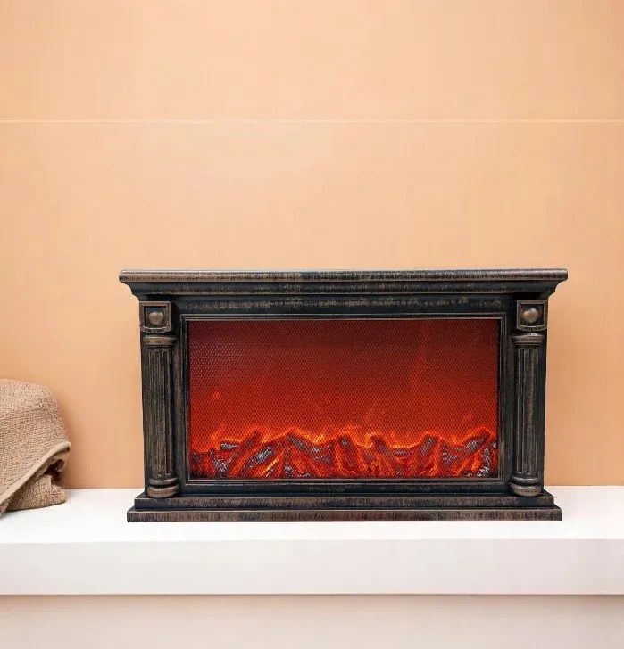 Moderný LED krb s imitáciou plameňa SP-60 - 60x37 cm - medený