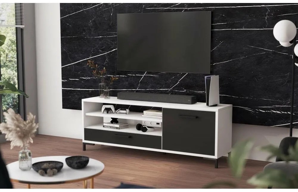 TV skrinka/stolík Cascade  (biela + čierna). Akcia -14%. Vlastná spoľahlivá doprava až k Vám domov. 1098742