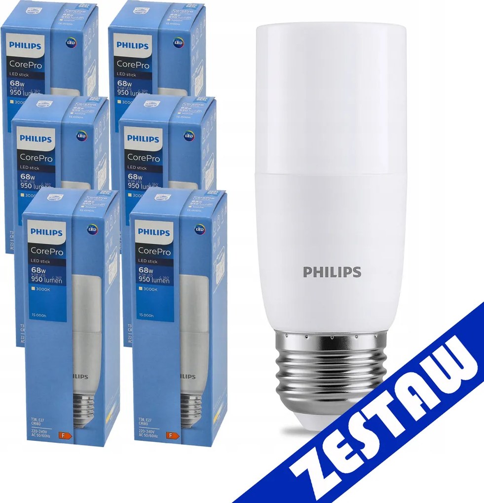 SADA 6 LED žiaroviek E27 T38 9,5W 950lm CorePro 3000K