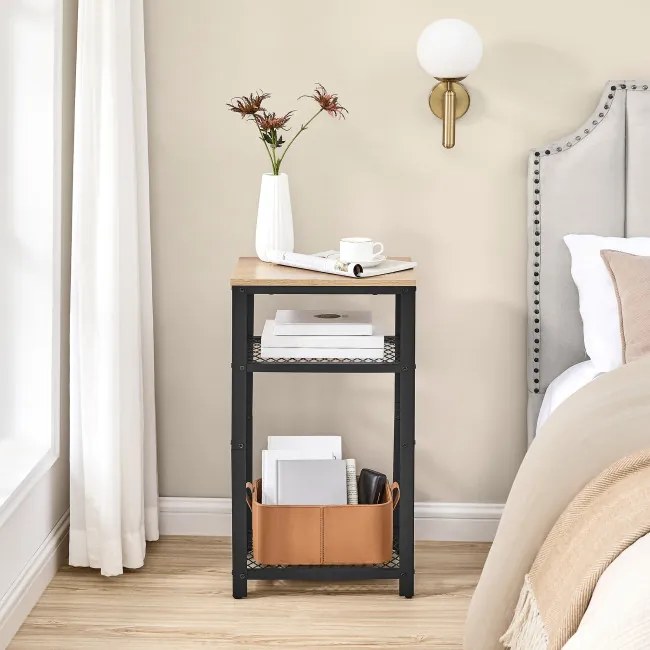 Príručný stolík OSKAR LET075B11 hnedý / čierny