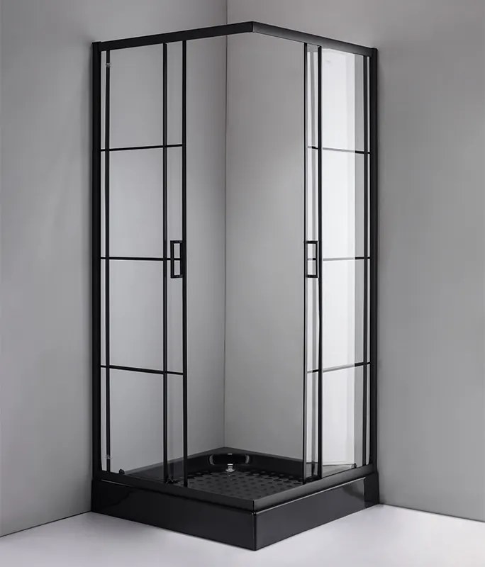 BPS-koupelny Štvorcový sprchovací kút BL32B 90x90 čierna/transparent + vanička SXL02B BL čierna