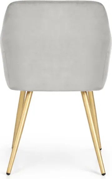 Sada šiestich jedálenských stoličiek ESTELLE zamatové, sivé / zlaté nohy (6 ks)