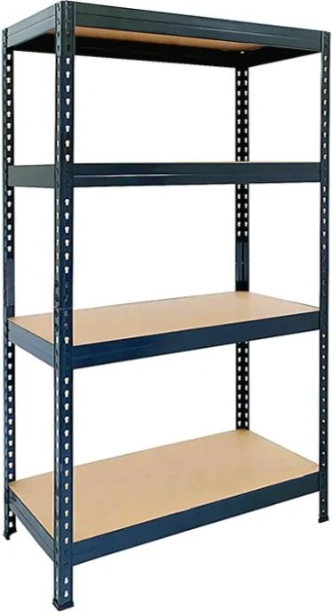 Regál 150x70x30 cm lakovaný 4-policový, nosnosť 700 kg, RIVET - čierny