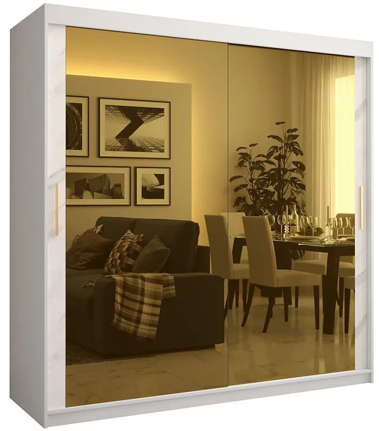 Skriňa Platinum T3 200 biely mramor/biely