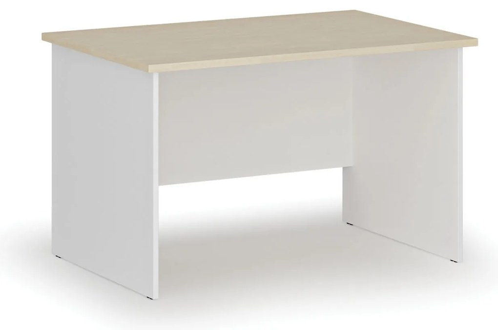 Kancelársky písací stôl PRIMO WHITE, 120x80 cm, biela/breza