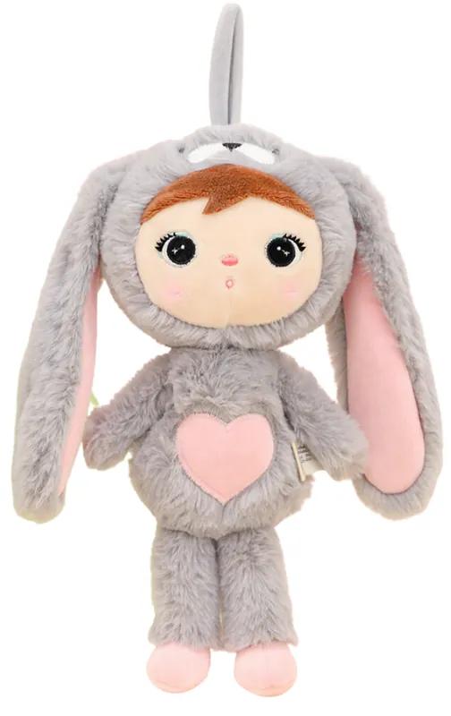 Bábika šedo-ružový zajac 30cm personalizácia: Nápis Béžový