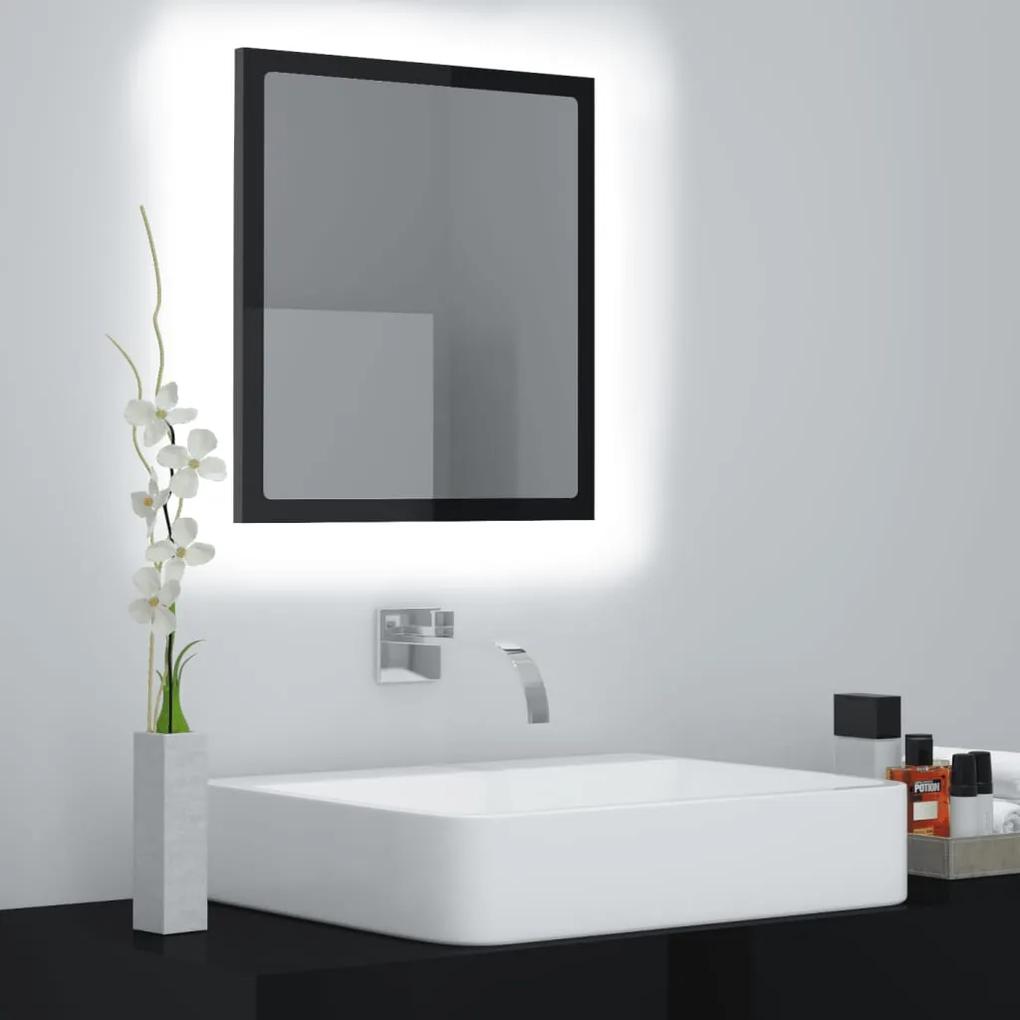 vidaXL LED kúpeľňové zrkadlo lesklé čierne 40x8,5x37 cm