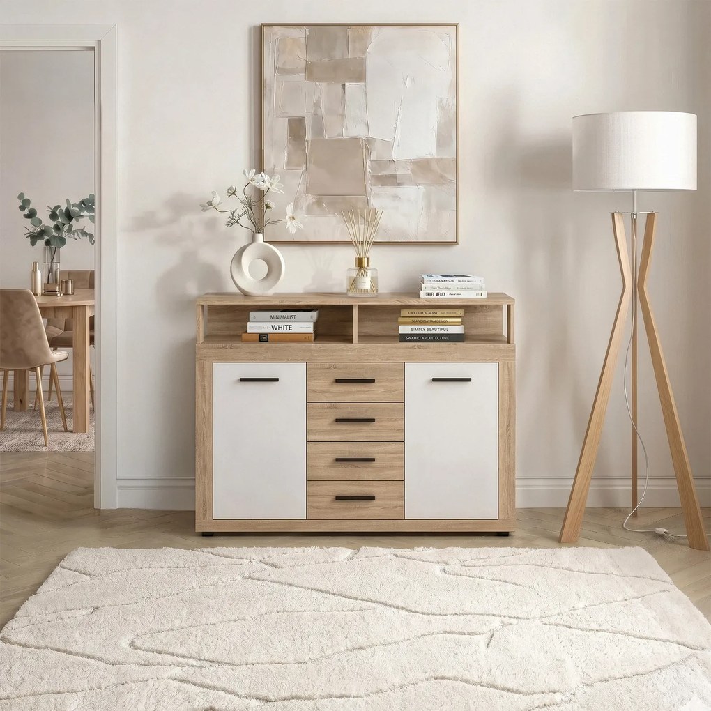 Vintino Komoda LARGO MIDI B 119,5 cm – dub sonoma / biela
