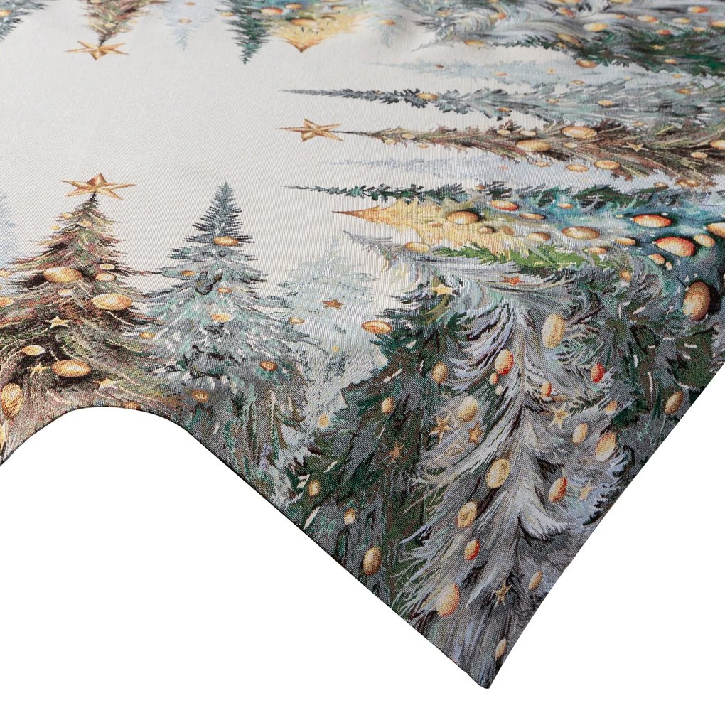 VIANOČNÝ GOBELÍNOVÝ OBRUS FOREST 100X100 CM VZOROVANÝ