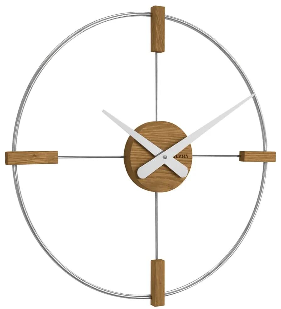 Drevené strieborné hodiny Vlaha VCT1051, 50 cm
