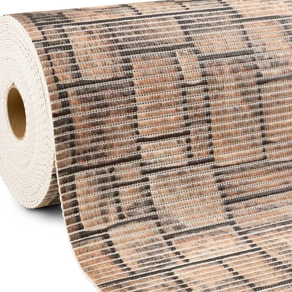 Kúpeľňová penová rohož / predložka PRO-075 Tehlovo hnedá kamenná dlažba - metráž šírka 65 cm