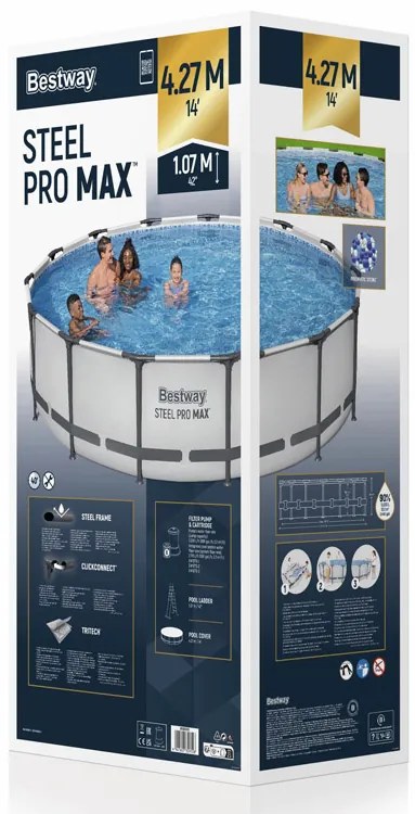 Rámový záhradný bazén Bestway STEEL-PRO MAX™ s rozmermi 427 x 107 cm 11 v 1 56950