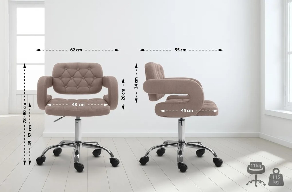 Design-Shop Pracovná stolička Dublin - látka - Sivo hnedá (Taupe)