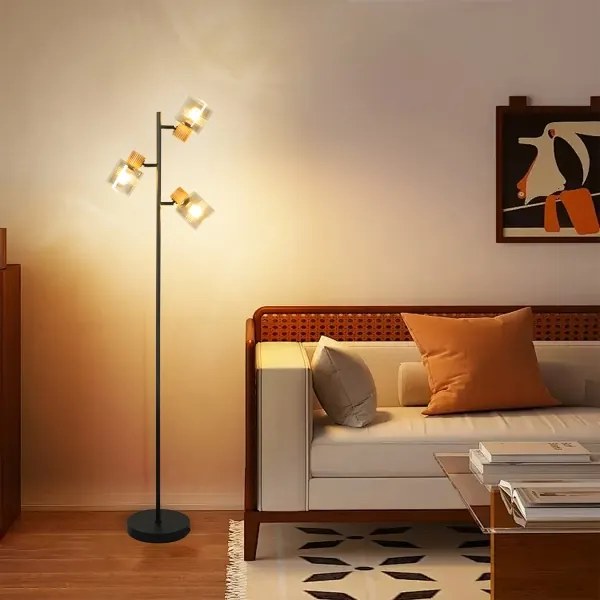 Brilagi - Stojacia lampa HYGGE 3xE14/15W/230V drevo/dymová