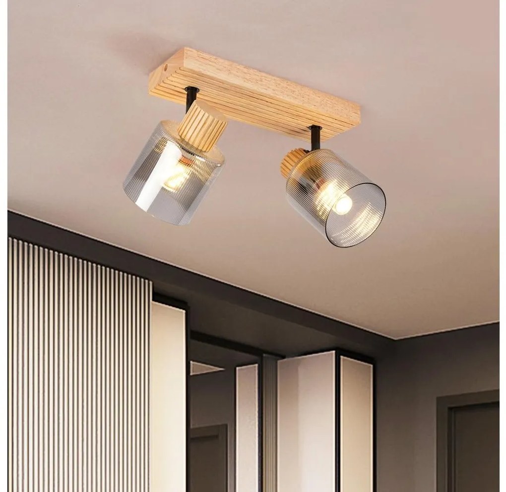 Brilagi - Bodové svietidlo HYGGE 2xE14/15W/230V kaučukovník/dymová