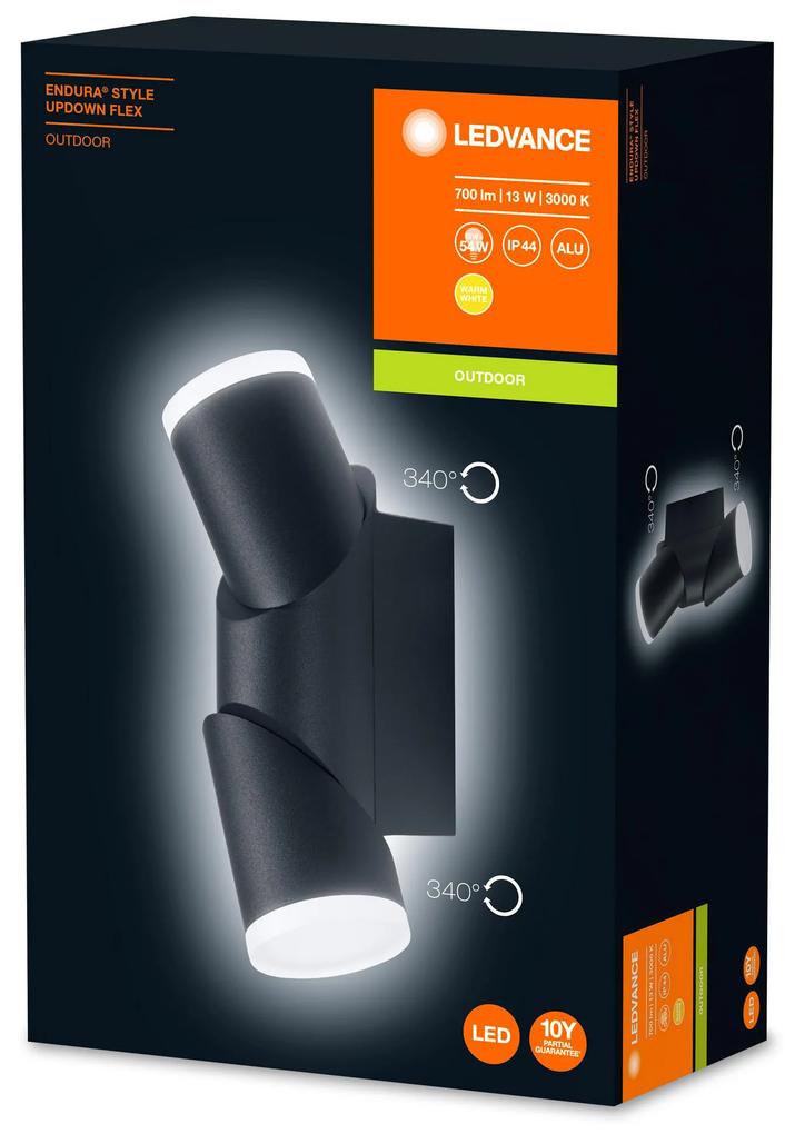LEDVANCE Vonkajšie LED nástenné bodové svietidlo ENDURA STYLE UPDOWN FLEX, 12,5 W, teplá biela, IP44