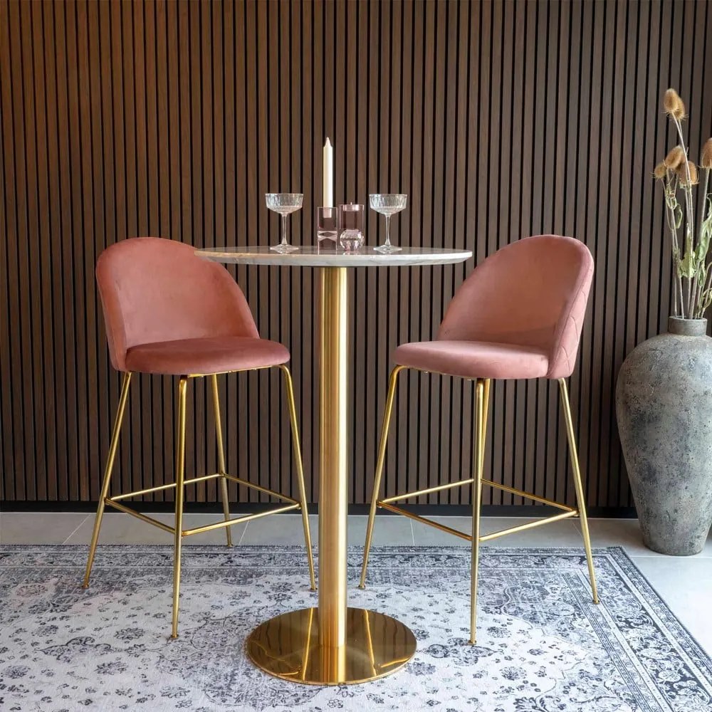 Okrúhly barový stôl s doskou v dekore mramoru ø 70 cm Bolzano – House Nordic