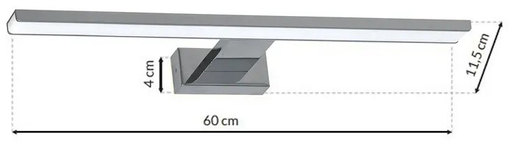Nástenné LED svietidlo Shine1, 1x LED 13,8w, 4000k, (60 cm), ch
