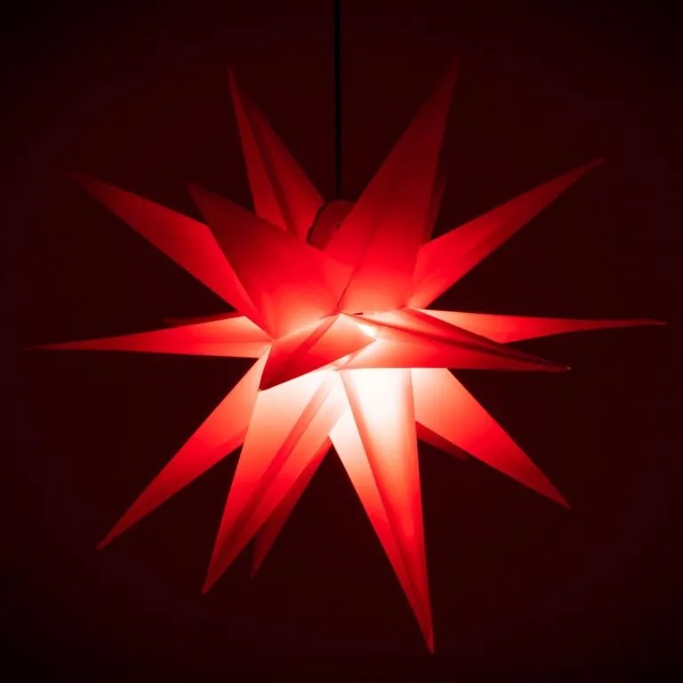 Vianočná dekorácia - hviezda s časovačom, 55 cm, červená