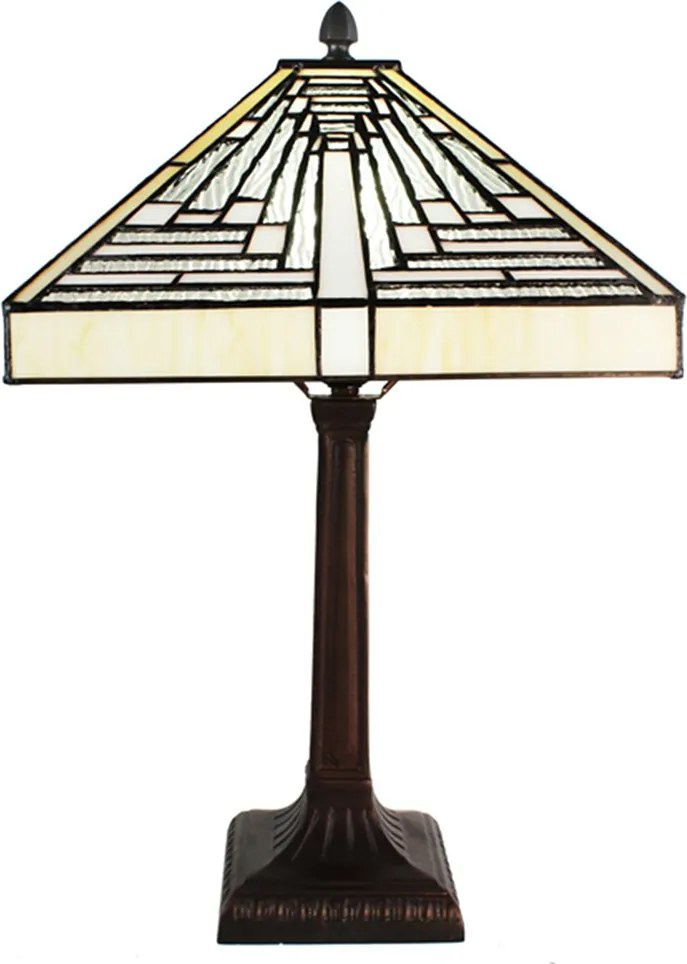 Pyramídová stolná lampa Tiffany Ova - 31*31*48 cm E27/max 1*60W