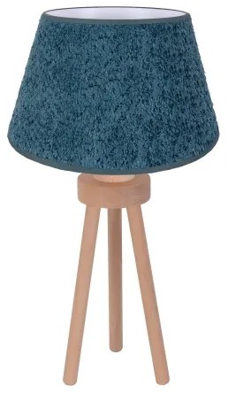 Duolla - Stolná lampa BOUCLE 1xE27/15W/230V pr. 28 cm tyrkysová/drevo