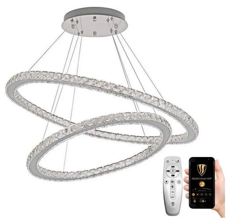 NEDES LED Stmievateľný luster na lanku LED/160W/230V 3000-6500K strieborná + DO ND3554