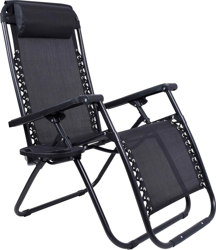 Čierne záhradné polohovacie lehátko Orion