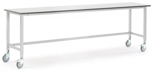 Mobilný dielenský stôl MOTION, manuálne nastaviteľný, 2500x600 mm