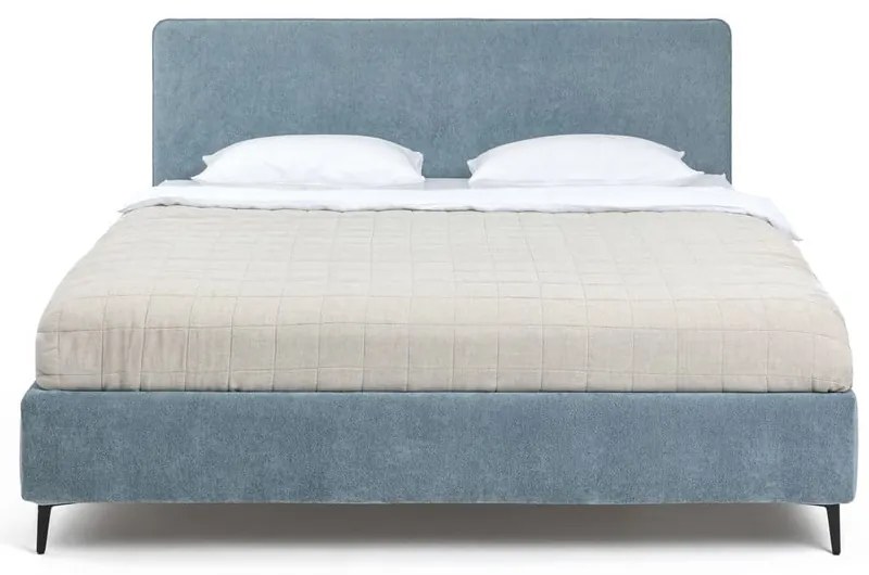 Modrá čalúnená dvojlôžková posteľ s roštom 160x200 cm Noira Slim – Bonami Selection