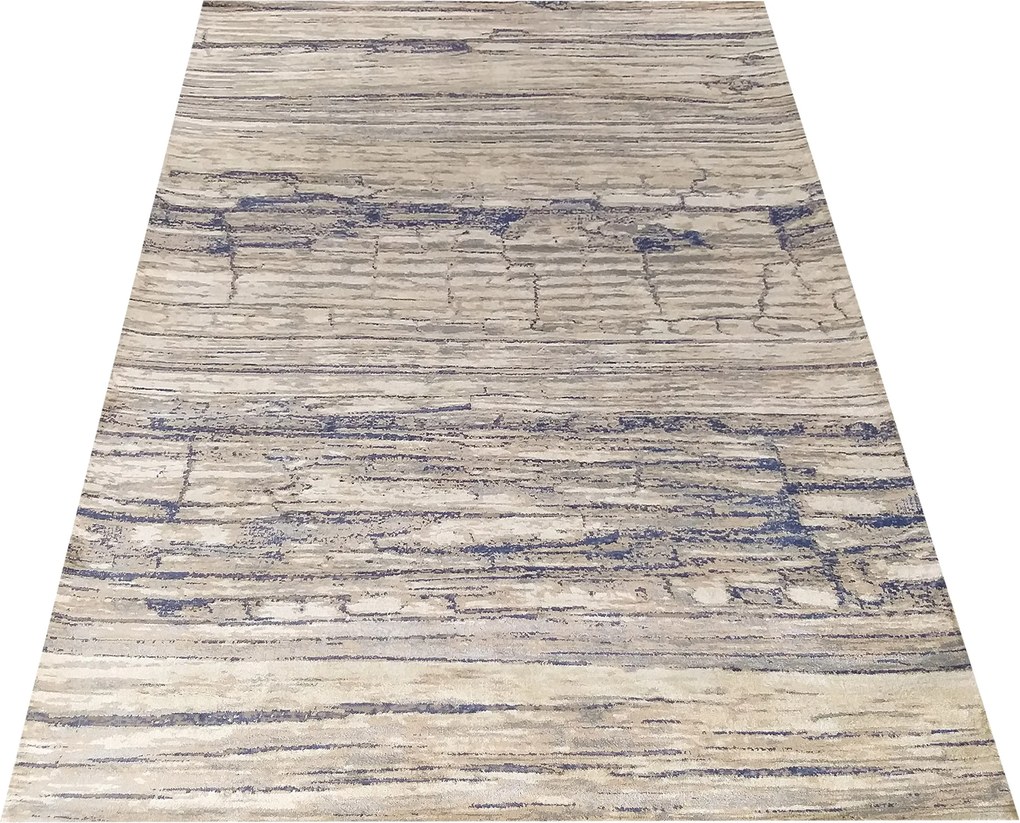 DY Béžovo-modrý koberec s abstraktným pruhovaným vzorom Milas PRY 50A-AM