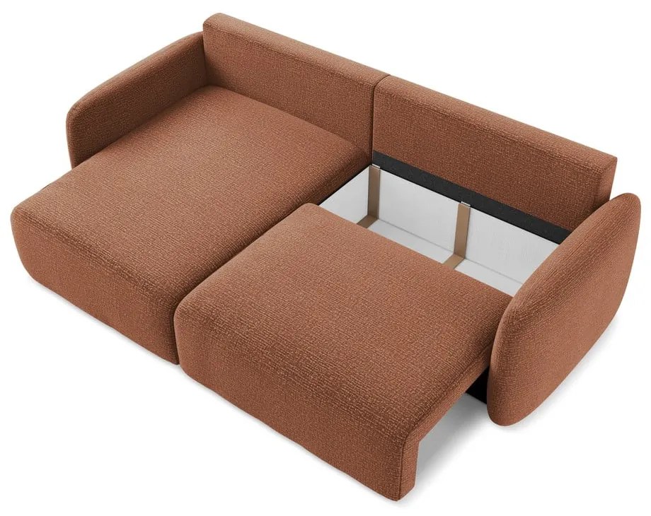 Rozkladacia/s úložným priestorom rohová pohovka v tehlovej farbe (ľavý roh) Kalena – Makamii