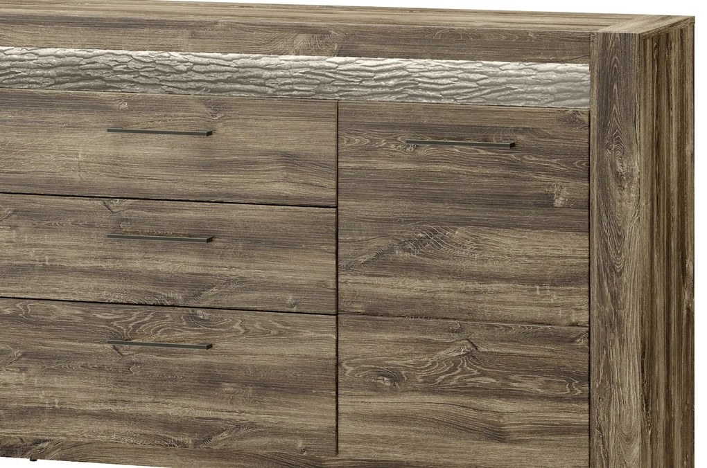Komoda Belveder 46 178 cm s LED osvětlením dub Stirling
