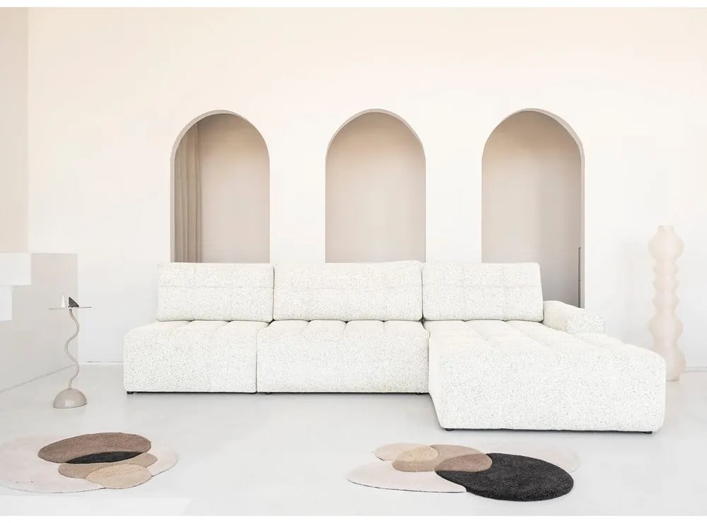 Krémová rozkladacia modulárna rohová pohovka s úložným priestorom (pravý roh) Lulu – Miuform