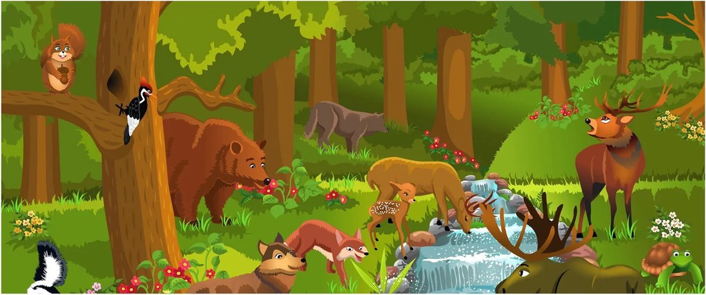 Detský obraz so zvieratkami (120x50 cm)