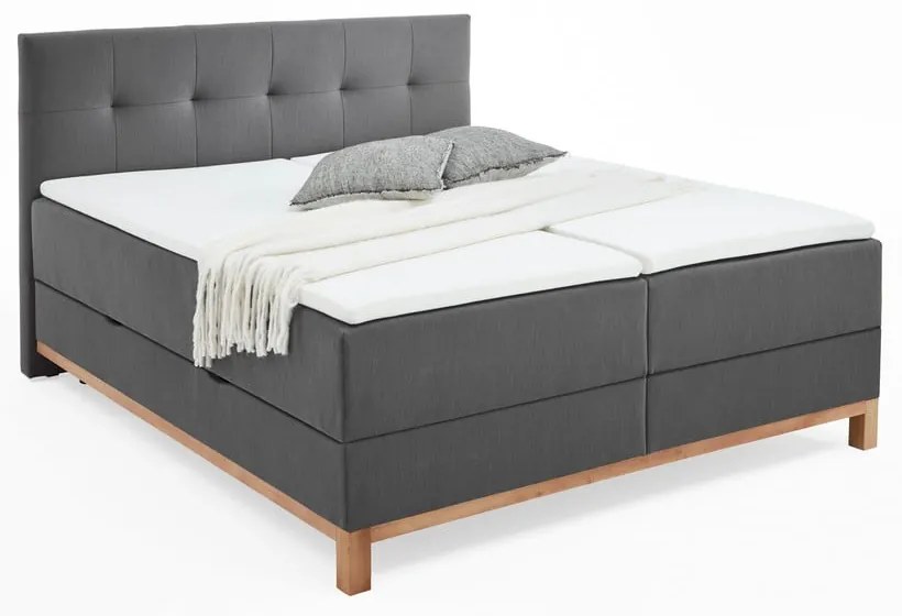 Tmavosivá boxspring posteľ s úložným priestorom 180x200 cm Catania - Meise Möbel