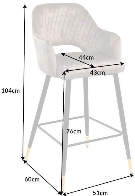 Barová stolička Paris dekoračné prešívanie zamat antracit