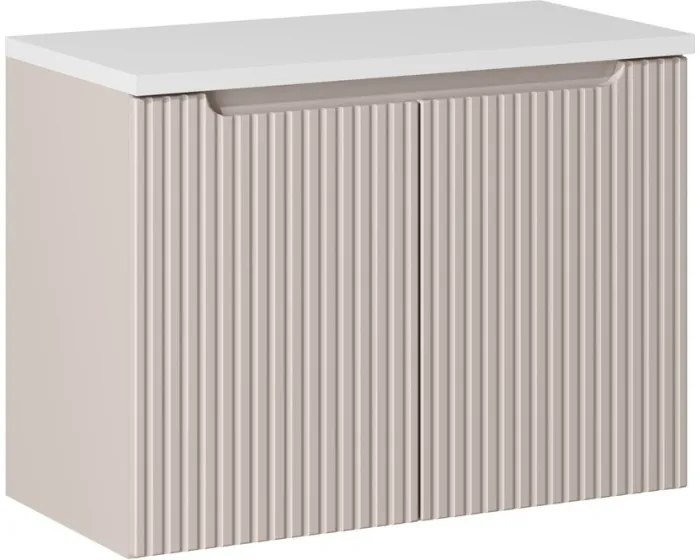 Závěsná skříňka Nova Cashmere I s deskou a umyvadlem 80 cm kašmír/bílá