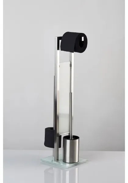 WENKO 21564100 - WC kefa RIVALTA 18x70 cm nerez/strieborná/biela/čierna